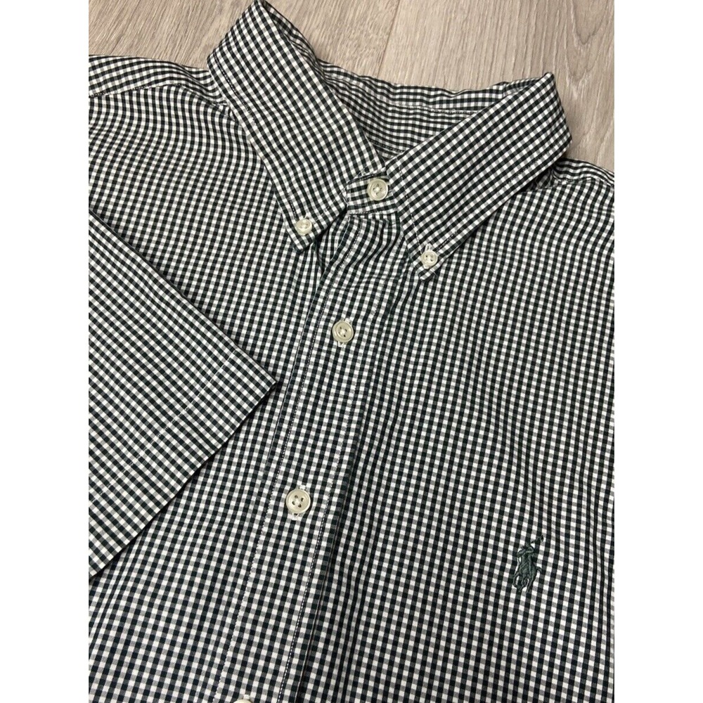 Ralph Lauren Shirt Men Large Green Blake Gingham Check Casual Preppy Short Sleev